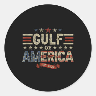 Retro Gulf of US America Est 2025 American Flag G Runder Aufkleber