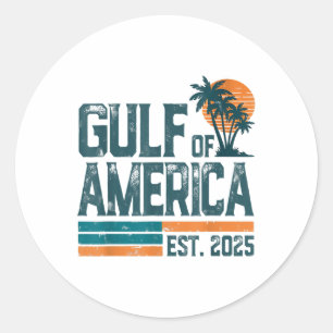 Retro Gulf of US America Est 2025 American Flag G Runder Aufkleber