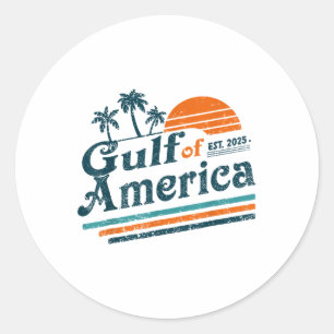 Retro Gulf of US America Est 2025 American Flag G Runder Aufkleber