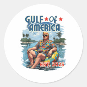 Retro Gulf of US America Est 2025 American Flag G Runder Aufkleber