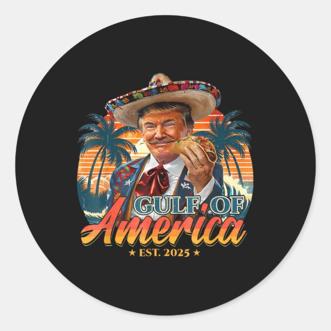 Retro Gulf of US America Est 2025 American Flag G Runder Aufkleber (Vorderseite)