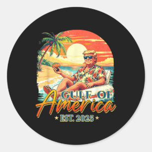 Retro Gulf of US America Est 2025 American Flag G Runder Aufkleber