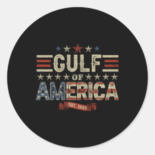 Retro Gulf of US America Est 2025 American Flag G Runder Aufkleber
