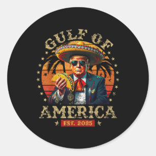 Retro Gulf of US America Est 2025 American Flag G Runder Aufkleber