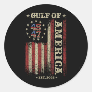 Retro Gulf of US America Est 2025 American Flag G Runder Aufkleber