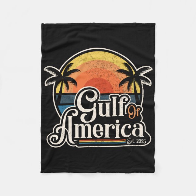Retro Gulf of US America Est 2025 American Flag L Fleecedecke (Vorderseite)