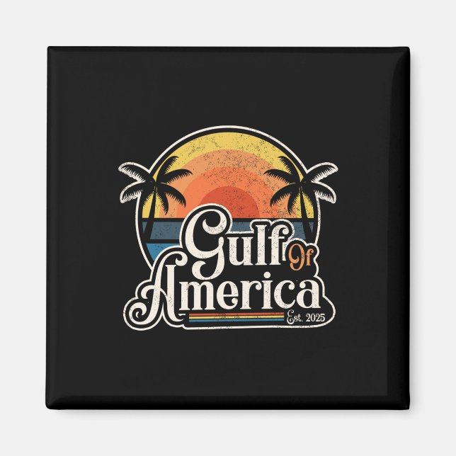 Retro Gulf of US America Est 2025 American Flag L Magnet (Vorne)