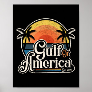 Retro Gulf of US America Est 2025 American Flag L Poster