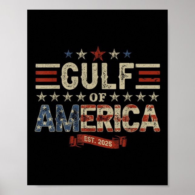 Retro Gulf of US America Est 2025 American Flag Poster (Vorne)