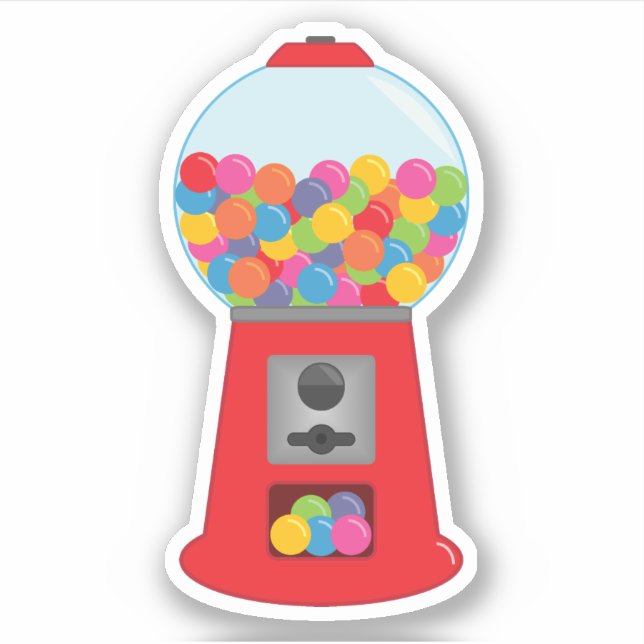 Retro Gum Ball Machine Kiss Cut Sticker (Vorderseite)