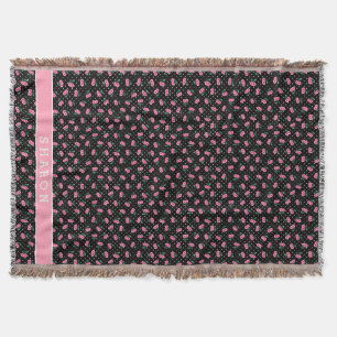 Retro gürtelschwarz rosa Kirschmuster Monogramm Decke