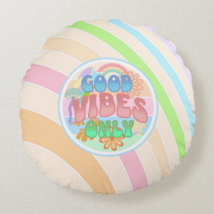 Retro Gute Vibes Nur Vintage-Farben Rundes Kissen