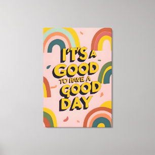 Retro-"Guter Tag"-Motivationszitat Regenbogen-Druc Leinwanddruck