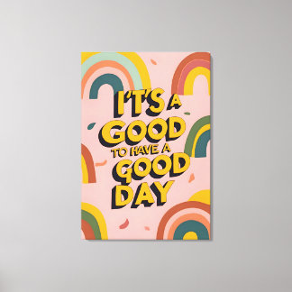 Retro-"Guter Tag"-Motivationszitat Regenbogen-Druc Leinwanddruck