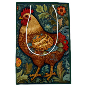 Retro-Hahn boho schicke Hähnchen Mittlere Geschenktüte