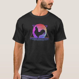Retro-Hahn-Huhn im Stil der 80er Jahre Sonnenunter T-Shirt
