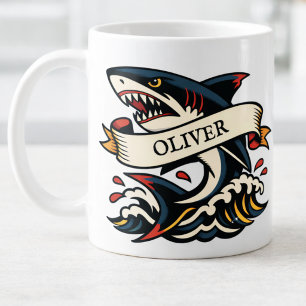 Retro-Hai-Tattoo Nautical Kaffeetasse