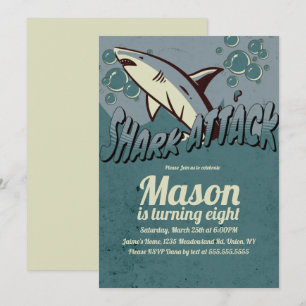 Retro-Hai-Themen-Geburtstagsfeier Einladung