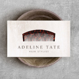 Retro Hair Stylist Tortoiseshell Comb Visitenkarte