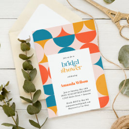 Retro Halbkreis Scallop Mitte Jahrhundert Bridal Einladung