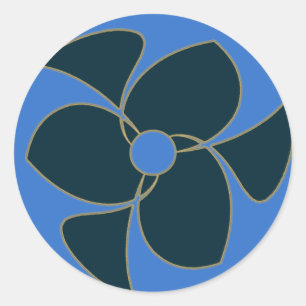 Retro-Halbmond-Spirale-Triquetra Türkis Runder Aufkleber