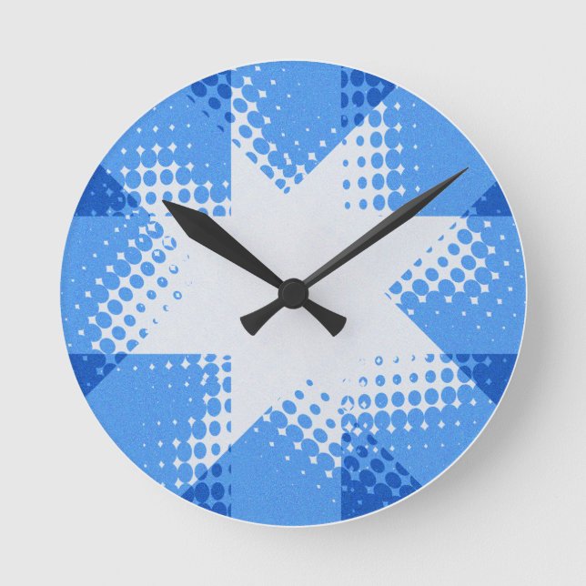 Retro-Halbsternuhr Runde Wanduhr (Vorderseite)