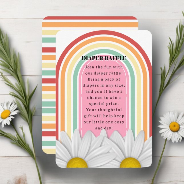 Retro Half Daisy Baby Dusche Begleitkarte (Von Creator hochgeladen)