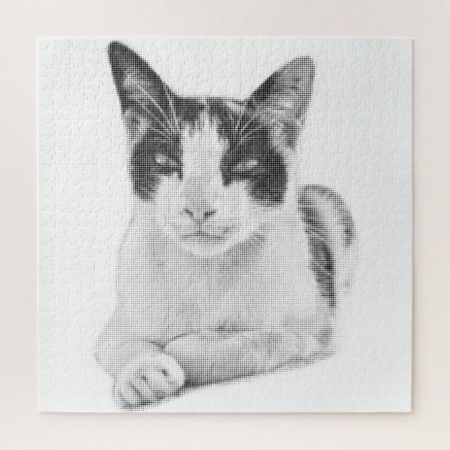 Retro-Halfton-Katze Calico Puzzle (Vertikal)