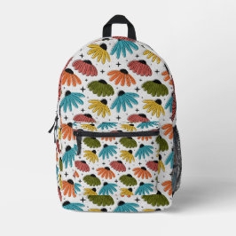 Retro Halftone Coneflowers Bedruckter Rucksack