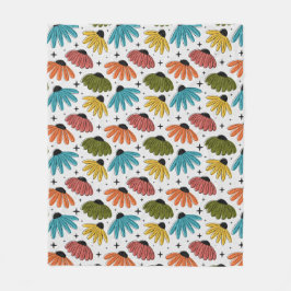 Retro Halftone Coneflowers Fleecedecke