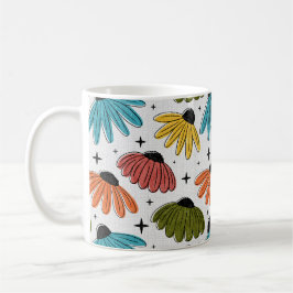 Retro Halftone Coneflowers Kaffeetasse