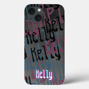 Retro Halftone Pink und Blue Name Collage Case-Mate iPhone Hülle