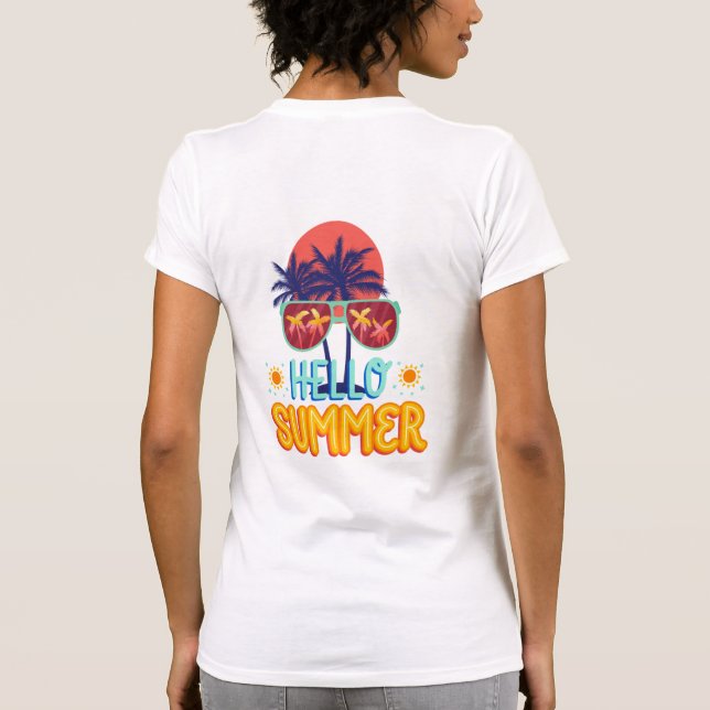 Retro Hallo Sommer Strand Vibes Palme Baum Rücken  T-Shirt (Rückseite)