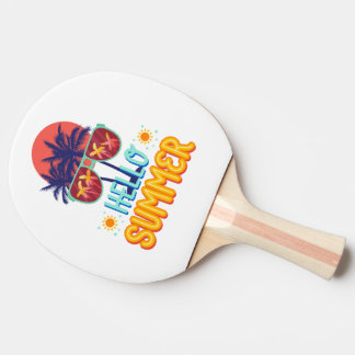Retro Hallo Sommer Strand Vibes Palme Baum Rücken Tischtennis Schläger