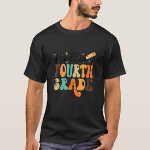 Retro Hallo vierte Klasse zurück zur Schule Lehrer T-Shirt
