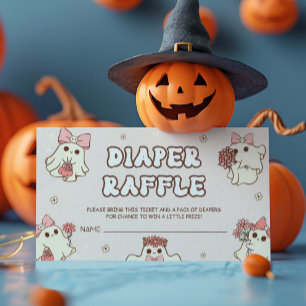 Retro Halloween Baby Duschdusche Windeln Raffle Begleitkarte