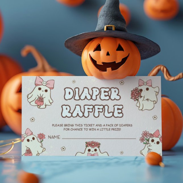 Retro Halloween Baby Duschdusche Windeln Raffle Begleitkarte (Von Creator hochgeladen)