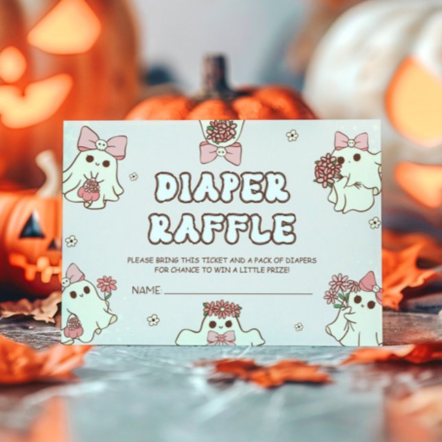 Retro Halloween Baby Duschdusche Windeln Raffle Begleitkarte (Von Creator hochgeladen)