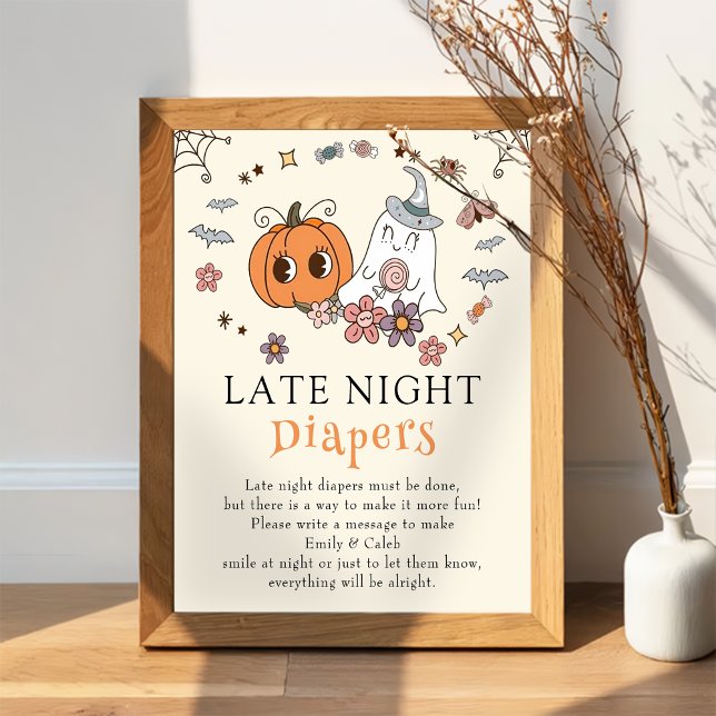 Retro Halloween Baby Dusche Spate Night Diapers Poster (Von Creator hochgeladen)