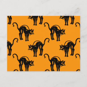 Retro Halloween Black Cats Postkarte