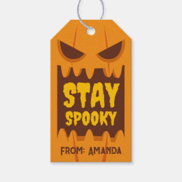 Retro Halloween Bleibe Spooky Orange Pumpkin Face Geschenkanhänger