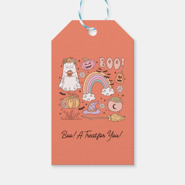 Retro Halloween Boo! Eine Leckerei für dich! Geschenkanhänger (Vorderseite)