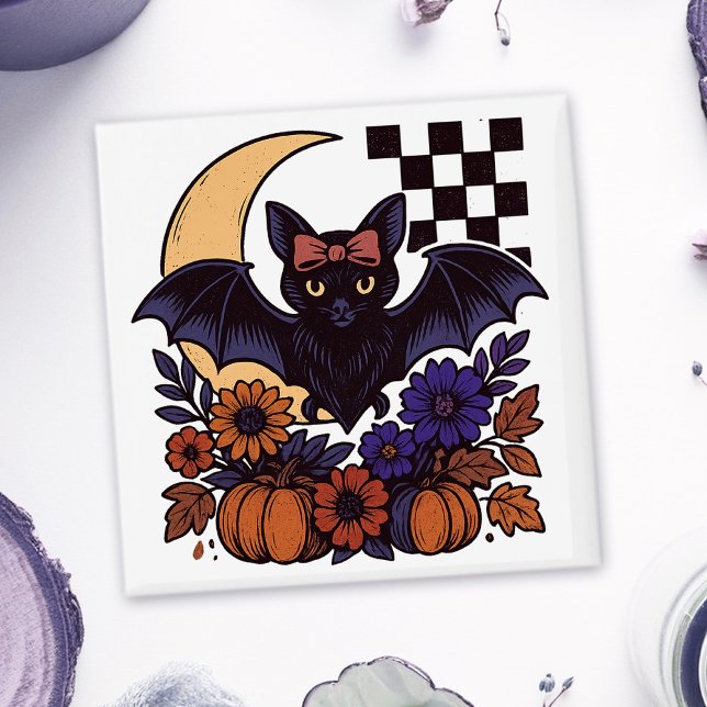 Retro Halloween-Boot mit mondgotischer Ästhetik Magnet (This retro Halloween bat design captures spooky charm with a gothic twist.)
