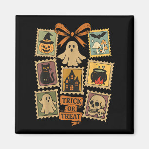 Retro Halloween Briefmarke Icons Funny Halloween B Magnet