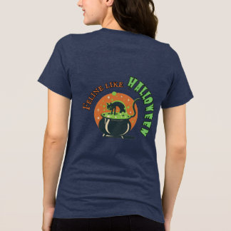 Retro Halloween Cat Making Poke Tri-Blend Shirt