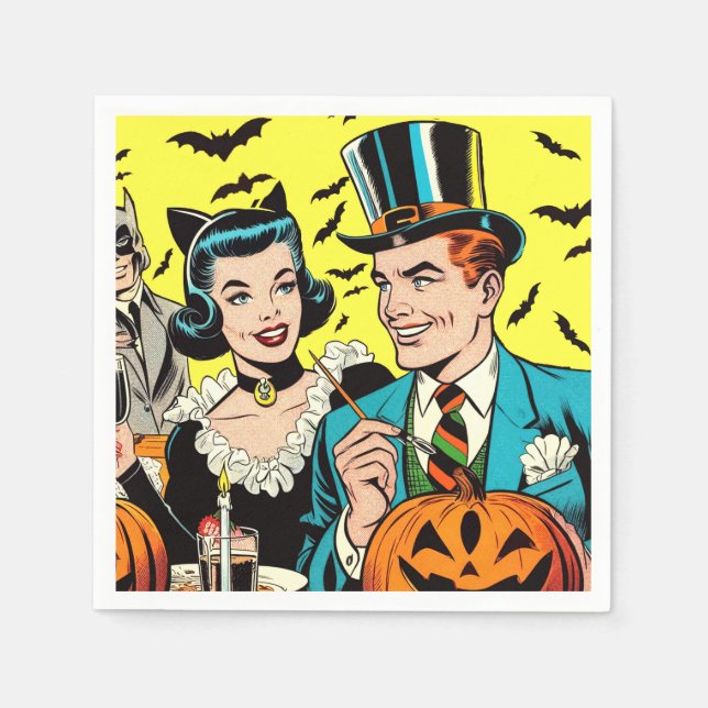 Retro Halloween Comic Serviette (Vorderseite)