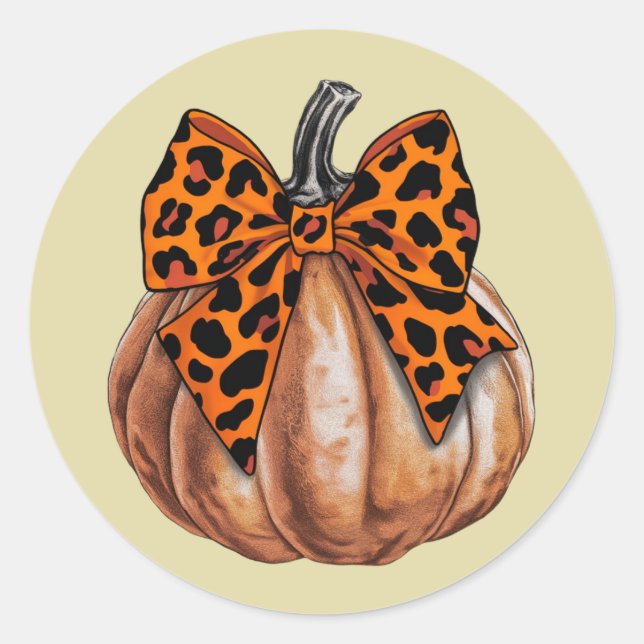 Retro Halloween Coquette Bow Pumpkin Spooky Fall Runder Aufkleber (Vorderseite)