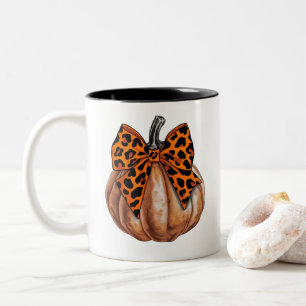 Retro Halloween Coquette Bow Pumpkin Spooky Fall Zweifarbige Tasse