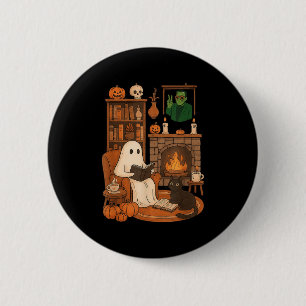 Retro-Halloween-Cozy-Geist-Lesebuch von 90er-Fra Button