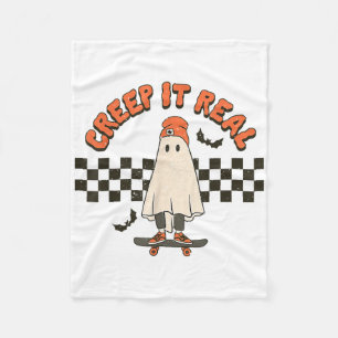 Retro Halloween Creep It Real Ghost Boy Fall Seaso Fleecedecke